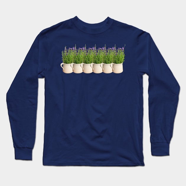 Lavender Plants on Repeat Long Sleeve T-Shirt by ellenhenryart